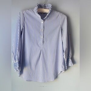 Tuckernuck Teagan Blouse Blue White Stripe XS